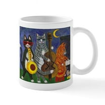 CafePress - Jazz Cats At Night Mug - 11 oz Ceramic Mug - Novelty Coffee Tea Cup