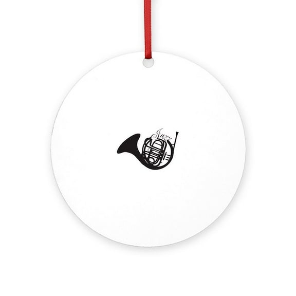 CafePress - Jazz French Horn - Round Wood Ornament 4"