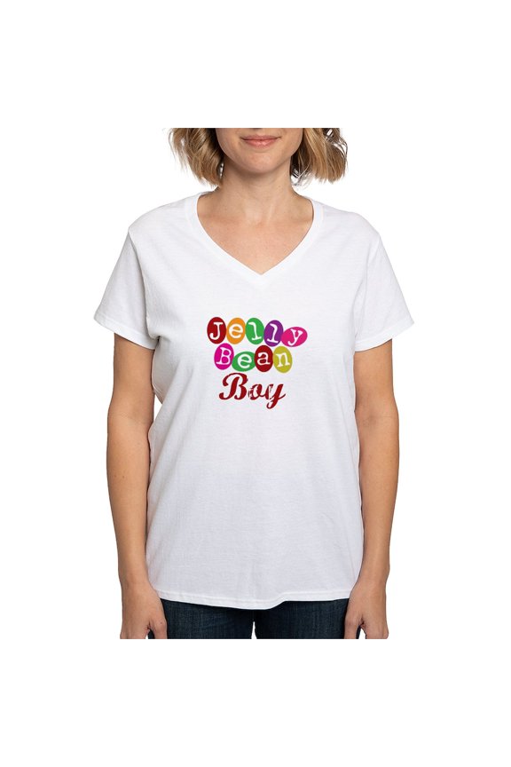 - Jelly Bean Boy Women's V Neck T Shirt - Womens Cotton V-Neck T-shirt