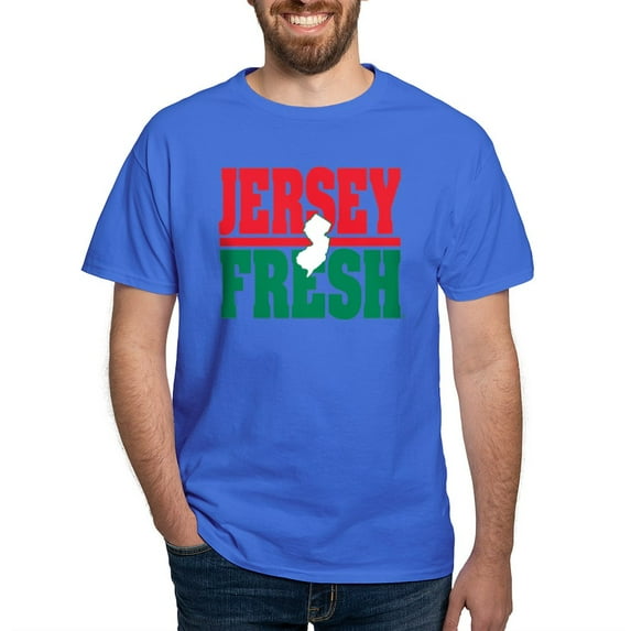 CafePress - Jersey Fresh Logo White NJ & Color T Shirt - Men's Classic Graphic Cotton T-Shirt
