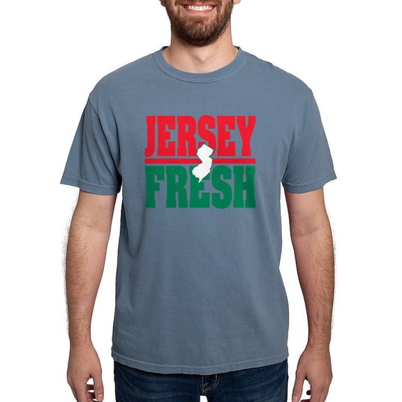 CafePress - Jersey Fresh Logo White NJ & Color T Shirt - Mens Comfort Colors Shirt