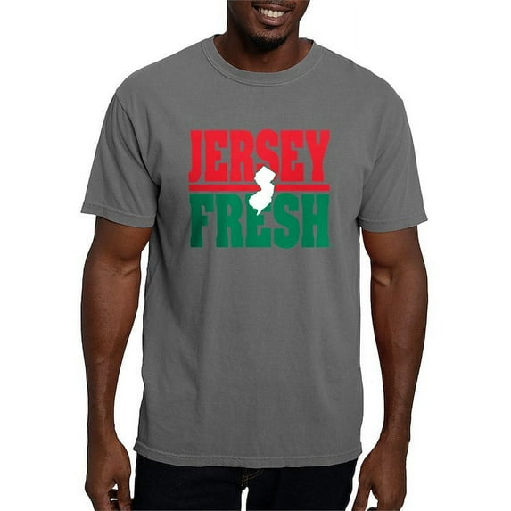 CafePress - Jersey Fresh Logo White NJ & Color T Shirt - Mens Comfort Colors Shirt