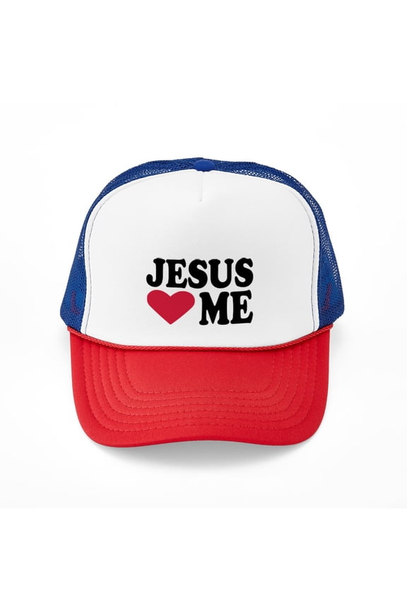 - Jesus Loves Me - Adjustable Unisex Printed Trucker Hat with Mesh Back