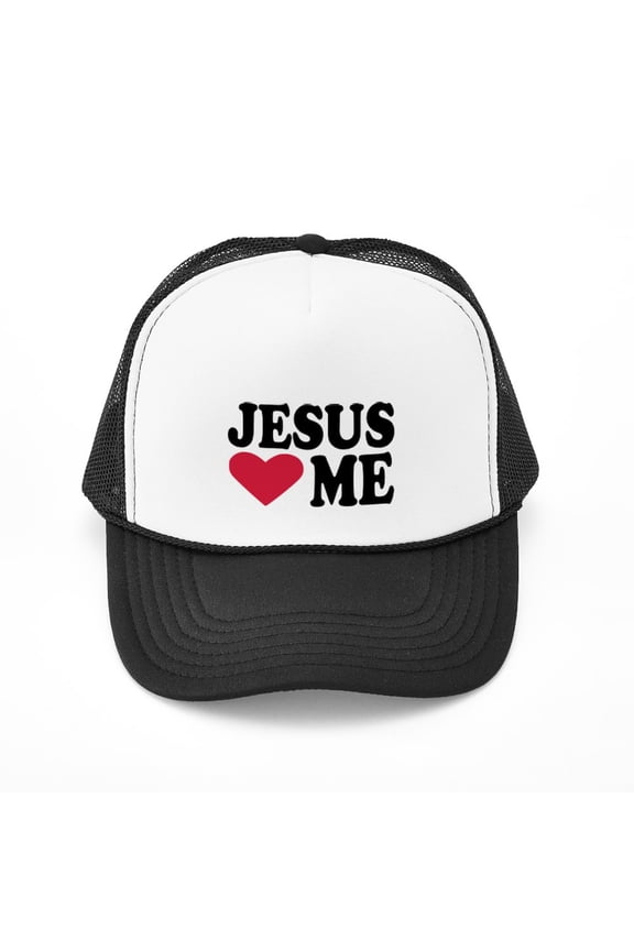 - Jesus Loves Me - Adjustable Unisex Printed Trucker Hat with Mesh Back