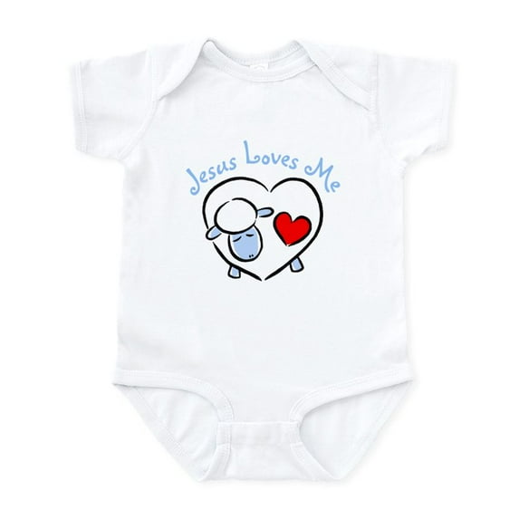 CafePress - Jesus Loves Me Blue Lamb Infant Bodysuit - Baby Light Bodysuit, Size Newborn - 24 Months