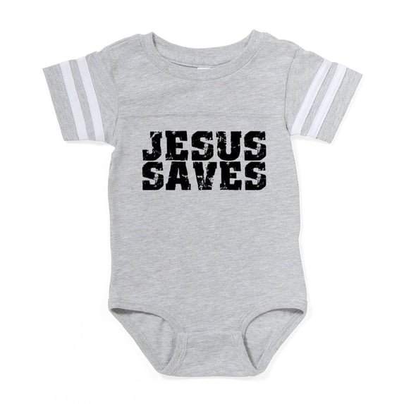 CafePress - Jesus Saves Bk - Cute Infant Baby Football Bodysuit