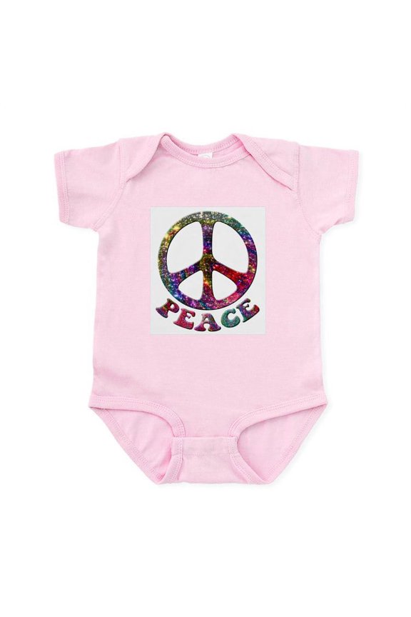 - Jewelled Peace Symbol Infant Bodysuit - Baby Light Bodysuit, Size Newborn - 24 Months