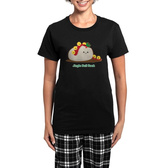 CafePress - Jingle Bell Rock Women's Dark Pajamas - Women's Short Sleeve Print T-Shirt and Pants Dark Cotton Pajama Set
