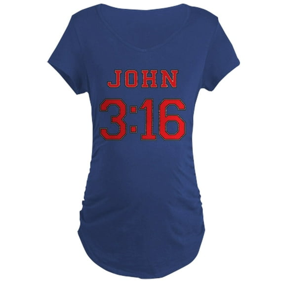 CafePress - John 3:16 Jersey Style Maternity T Shirt - Maternity Dark T-Shirt