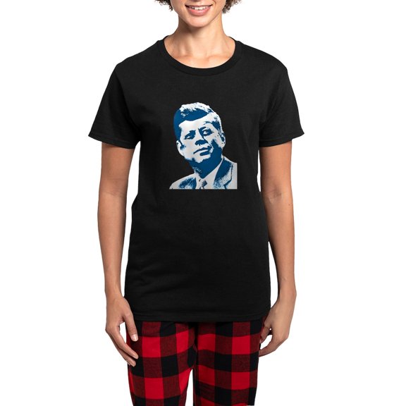 CafePress - John F Kennedy Tribute Women's Dark Pajamas - Women's Short Sleeve Print T-Shirt and Pants Dark Cotton Pajama Set