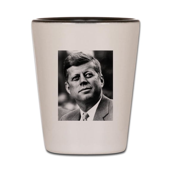 CafePress - John_F._Kennedy - White/Black Shot Glass, Unique and Funny Shot Glass