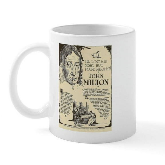 CafePress - John Milton Mini Biography Mugs - 11 oz Ceramic Mug - Novelty Coffee Tea Cup