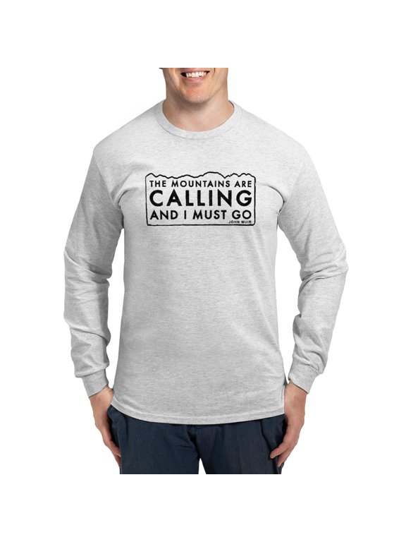 - John Muir Mountains Calling Long Sleeve T Shirt - Unisex Cotton Long Sleeve T-Shirt