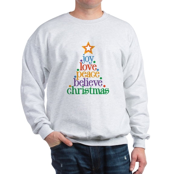 CafePress - Joy Love Christmas Sweatshirt - Crew Neck Sweatshirt