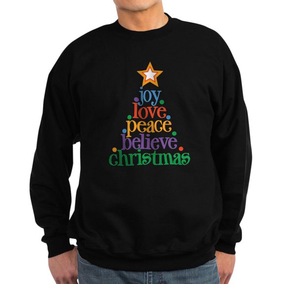 CafePress - Joy Love Christmas Sweatshirt (Dark) - Classic Crew Neck Sweatshirt
