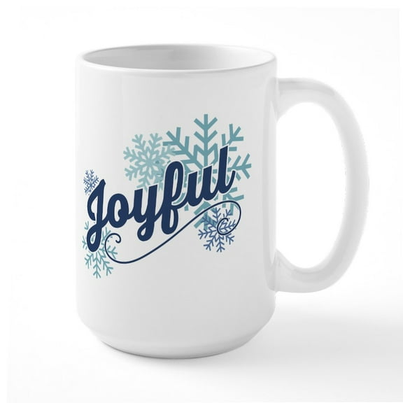 CafePress - Joyful Snowflakes Large Mug - 15 oz Ceramic Large White Novelty Mug