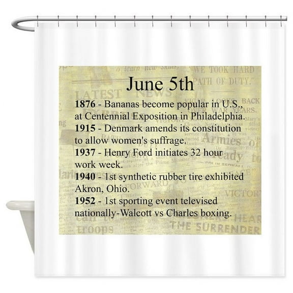 CafePress - June 5Th - Unique Fabric Shower Curtain 70" x 72"