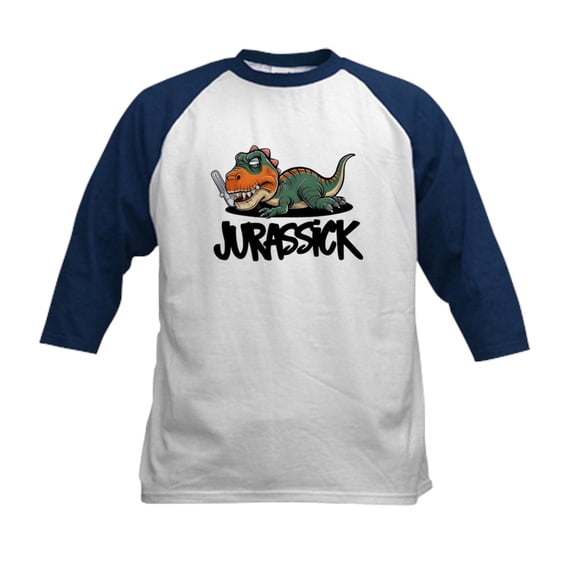 CafePress - Jurassic Dinosaur Kids Baseball T Shirt - Kids Cotton Baseball Jersey, 3/4 Sleeve Shirt