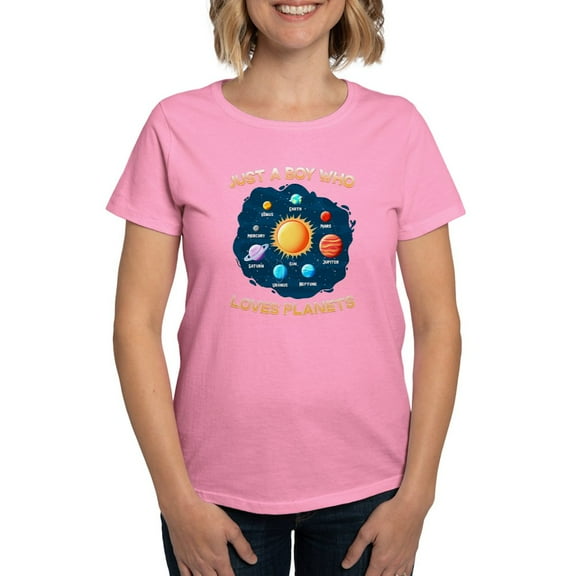 CafePress - Just A Boy Who Loves Planets I Funny Science T Shirt - Women's Traditional Fit Dark T-Shirt