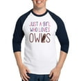 thumbnail image 1 of CafePress - Just A Girl Who Loves Owls Cute De Baseball Jersey - Cotton Baseball Jersey, 3/4 Raglan Sleeve Shirt, 1 of 4