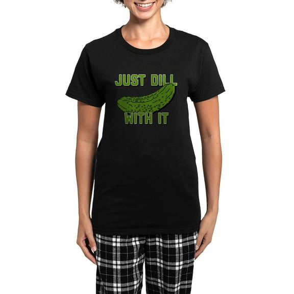 CafePress - Just Dill With It Women's Dark Pajamas - Women's Short Sleeve Print T-Shirt and Pants Dark Cotton Pajama Set