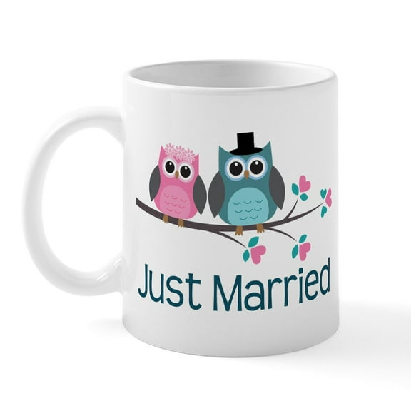 CafePress - Just Married Birds Mug - 11 oz Ceramic Mug - Novelty Coffee Tea Cup