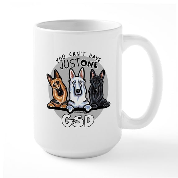 CafePress - Just One GSD Large Mug - 15 oz Ceramic Large White Novelty Mug