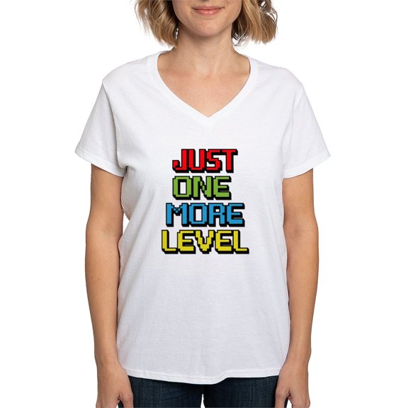 CafePress - Just One More Level T Shirt - Womens Cotton V-Neck T-shirt