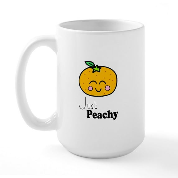 CafePress - Just Peachy Cute Peach Tshirts And Gifts Large Mug - 15 oz Ceramic Large White Novelty Mug