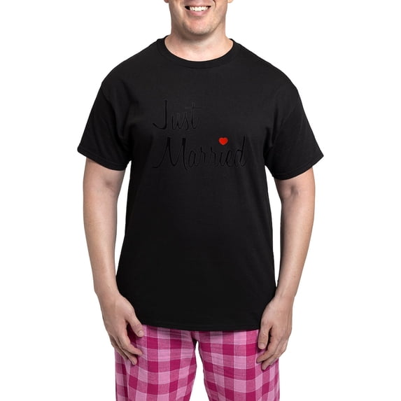 CafePress - Justmarriedheart Pajamas - Men's Dark Loose Fit Cotton Pajama Set