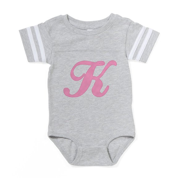 CafePress - K Pink Initial_Tr - Cute Infant Baby Football Bodysuit