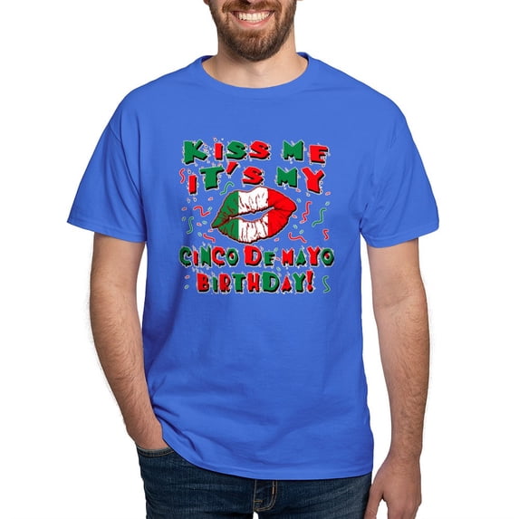 CafePress - KISS ME Cinco De Mayo Birthday Dark T Shirt - Men's Classic Graphic Cotton T-Shirt