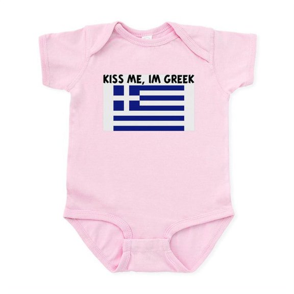 CafePress - KISS ME IM GREEK Infant Bodysuit - Baby Light Bodysuit, Size Newborn - 24 Months