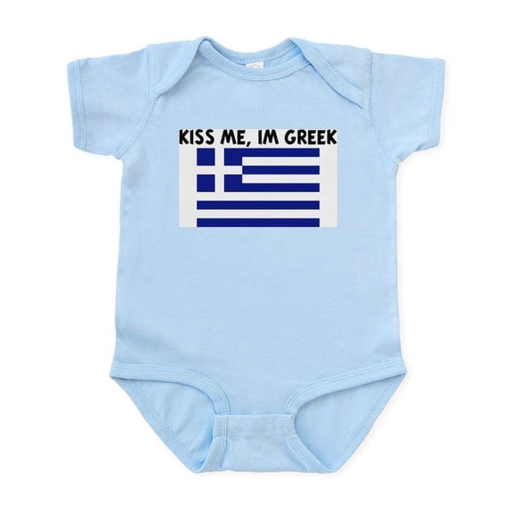 CafePress - KISS ME IM GREEK Infant Bodysuit - Baby Light Bodysuit, Size Newborn - 24 Months