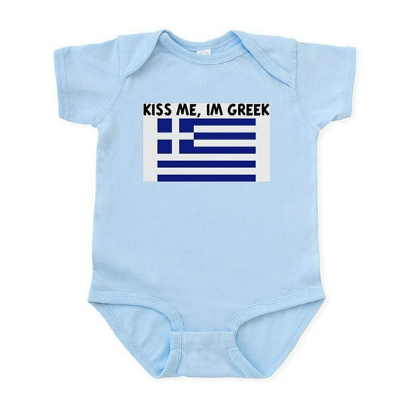 CafePress - KISS ME IM GREEK Infant Bodysuit - Baby Light Bodysuit, Size Newborn - 24 Months