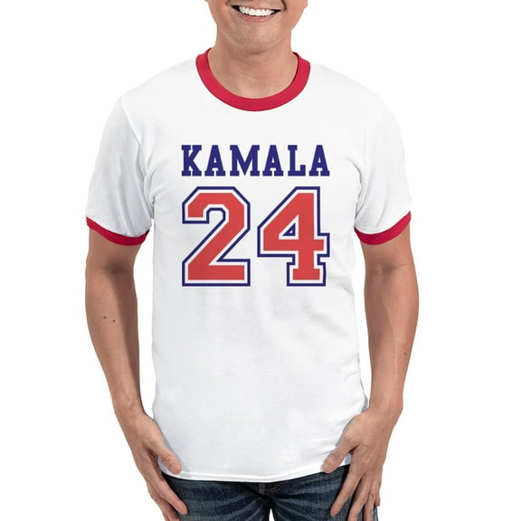 CafePress - Kamala 24 Men's Ringer T Shirt - 100% Cotton Ringed T-Shirt
