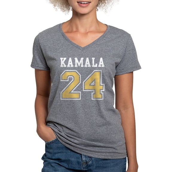 CafePress - Kamala 24 Women's V Neck T Shirt - Women's V-Neck Dark T-Shirt