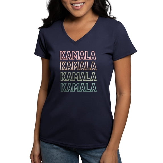 CafePress - Kamala Women's V Neck T Shirt - Women's V-Neck Dark T-Shirt