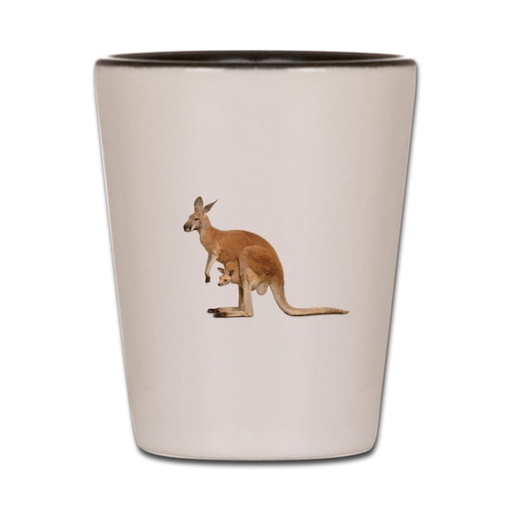 CafePress - Kangaroo - White/Black Shot Glass, Unique and Funny Shot Glass