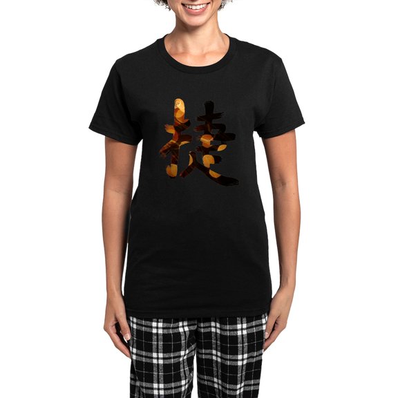 CafePress - Kanji Victory Pajamas - Women's Short Sleeve Print T-Shirt and Pants Dark Cotton Pajama Set