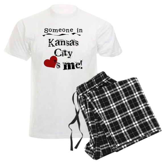 CafePress - Kansas City Loves Me Men's Light Pajamas - Men's Light Loose Fit Cotton Pajama Set