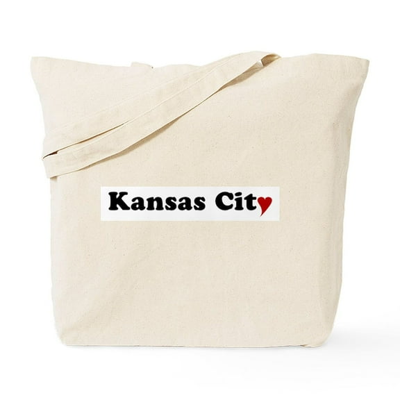 CafePress - Kansas City With Heart Tote Bag - Unisex Canvas Tote Bag, Beige, 1-Piece
