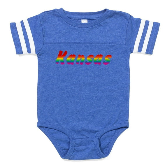 CafePress - Kansas Rbw Txt - Cute Infant Baby Football Bodysuit