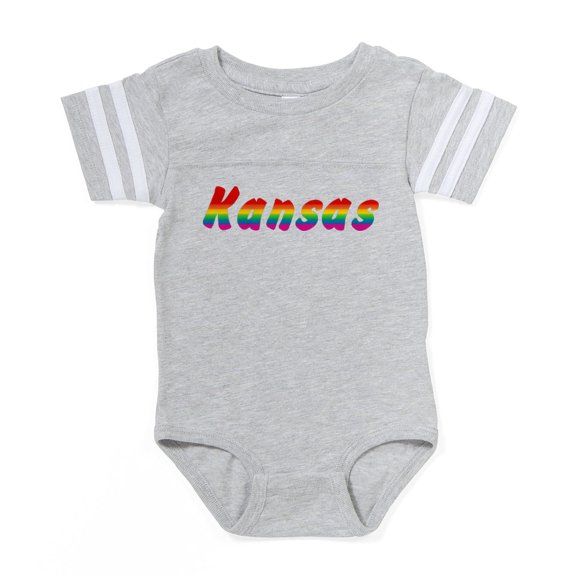 CafePress - Kansas Rbw Txt - Cute Infant Baby Football Bodysuit