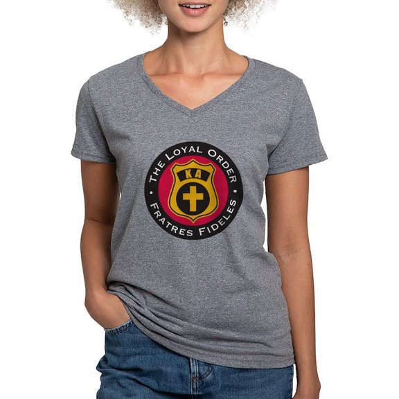 CafePress - Kappa Alpha Order Loyal Order T Shirt - Women's V-Neck Dark T-Shirt