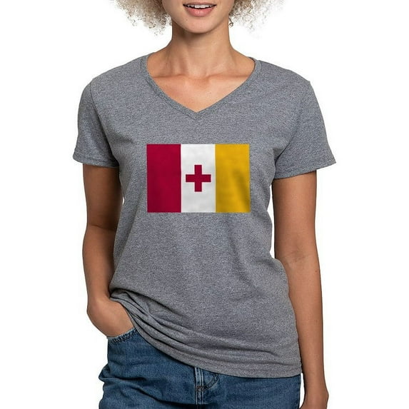 CafePress - Kappa Alpha Order Official Flag T Shirt - Women's V-Neck Dark T-Shirt