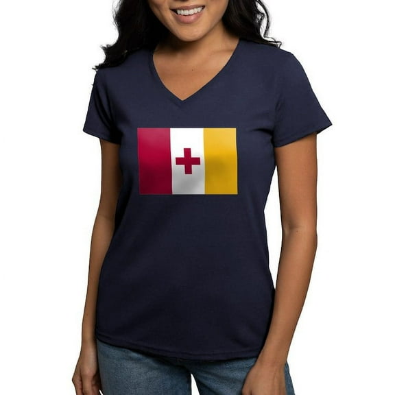 CafePress - Kappa Alpha Order Official Flag T Shirt - Women's V-Neck Dark T-Shirt