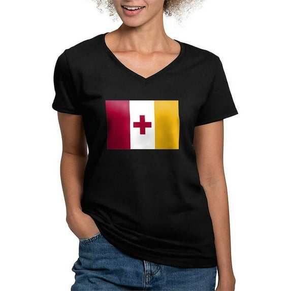 CafePress - Kappa Alpha Order Official Flag T Shirt - Women's V-Neck Dark T-Shirt