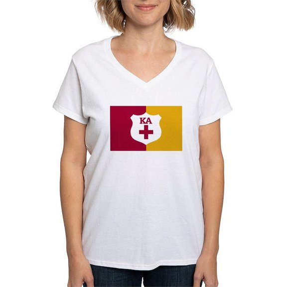 CafePress - Kappa Alpha Order Supplemental Flag T Shirt - Womens Cotton V-Neck T-shirt