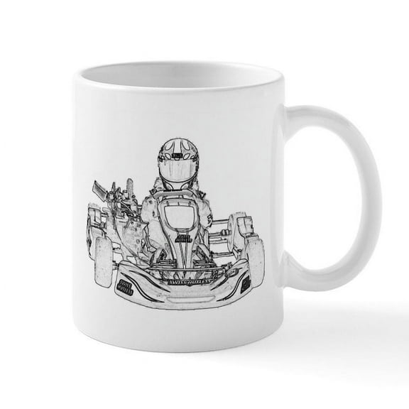 CafePress - Kart Racer Pencil Sketch Mugs - 11 oz Ceramic Mug - Novelty Coffee Tea Cup